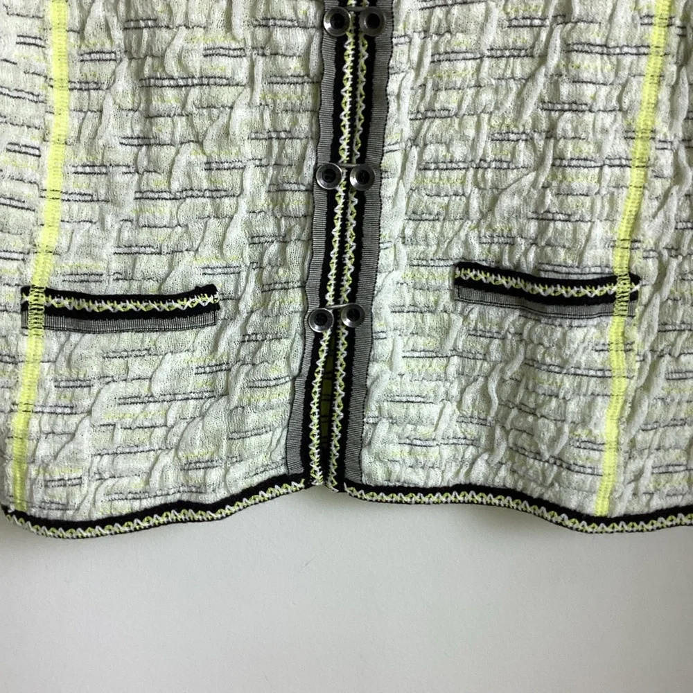 Aldo Martins Cardigan Sweater Womens Size 6 Yellow Black Lightweight Academia
